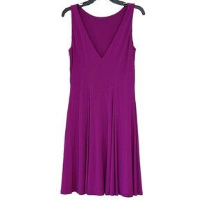 Lauren Ralph Lauren Women's V Neck Fuschia Purple Fit & Flare Dress Size 10 NWOT